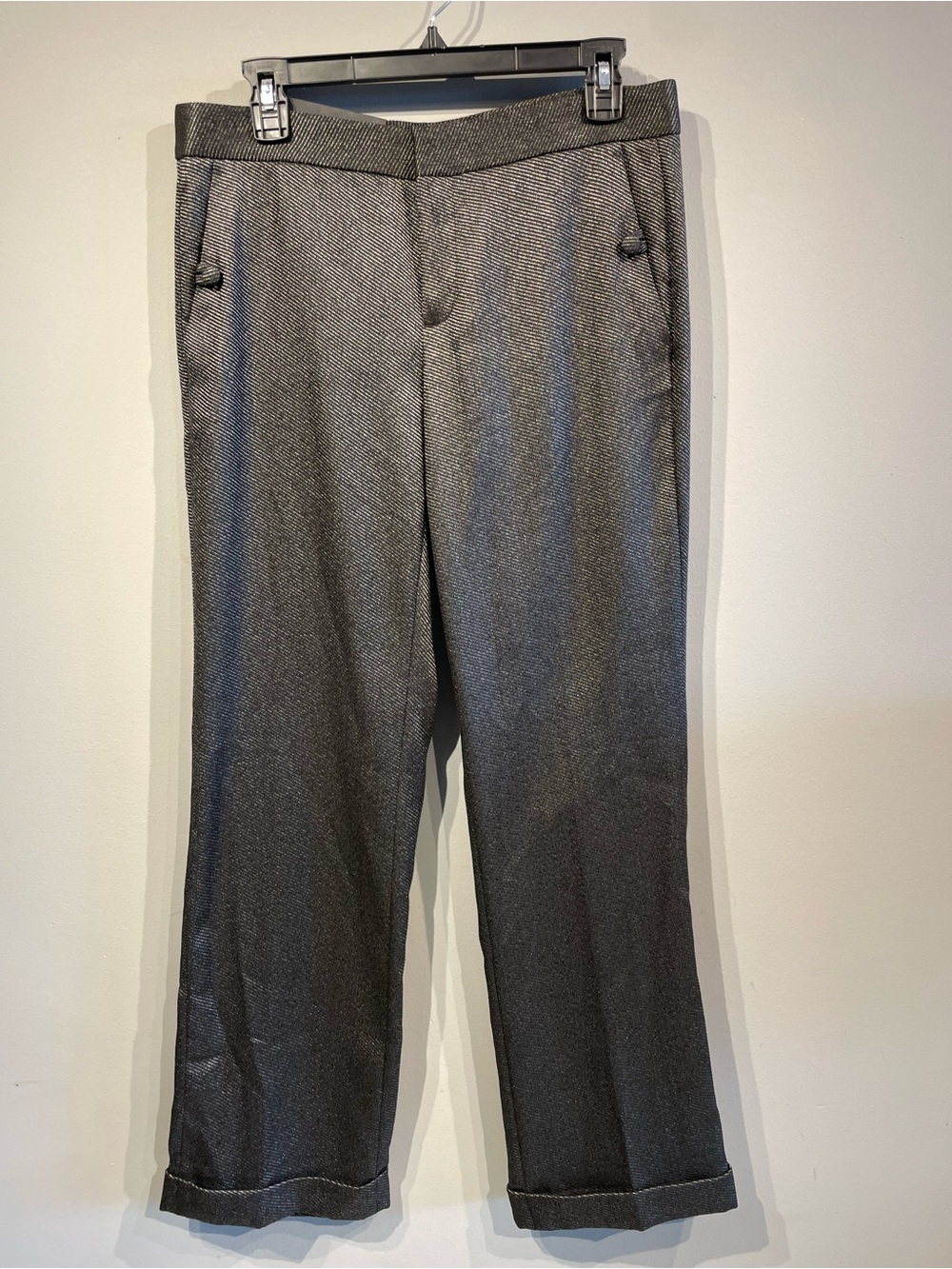Banana Republic Gray Metallic Straight-Leg Trousers size6